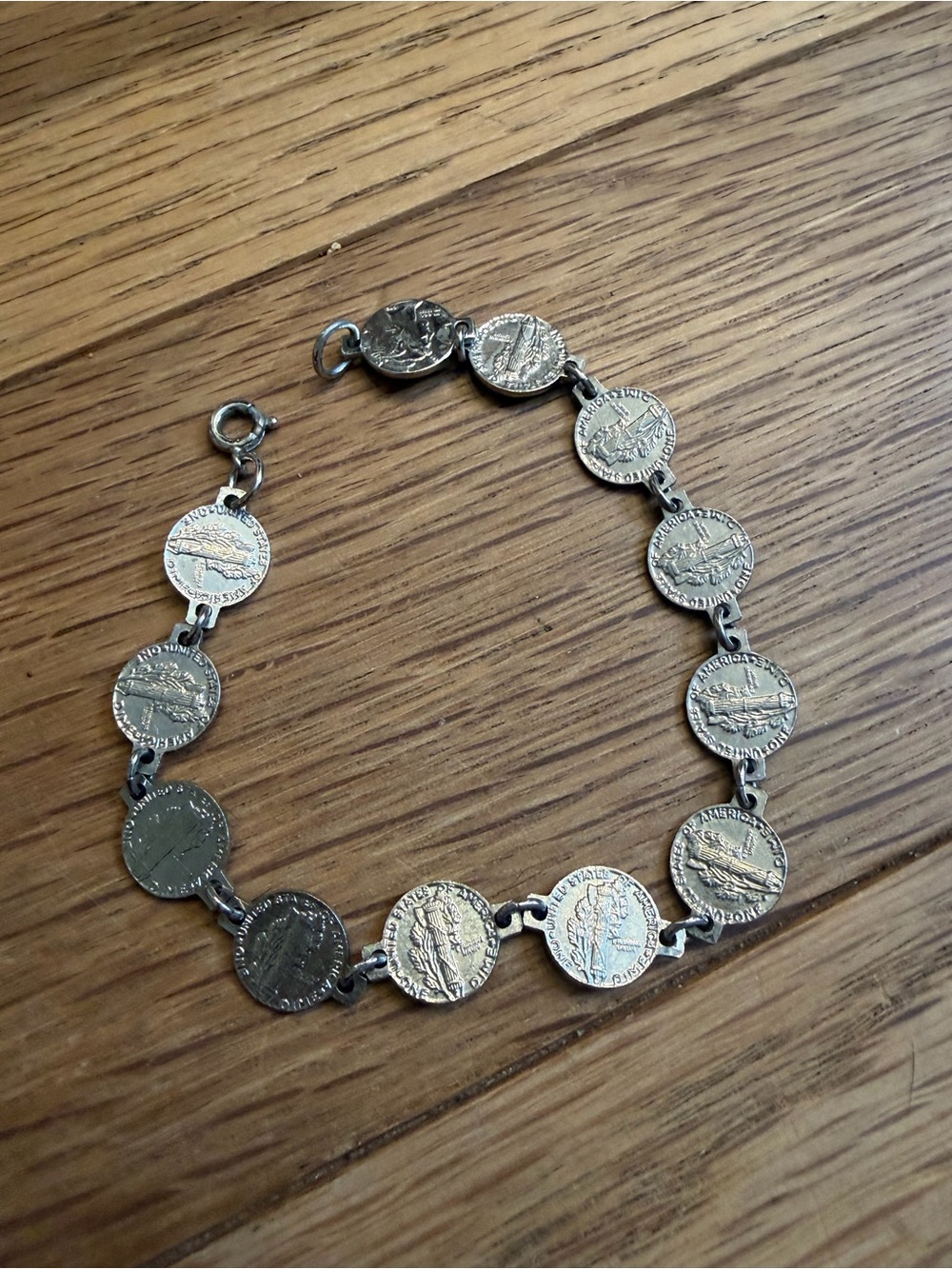 Vintage 1950s-60s dime link bracelet